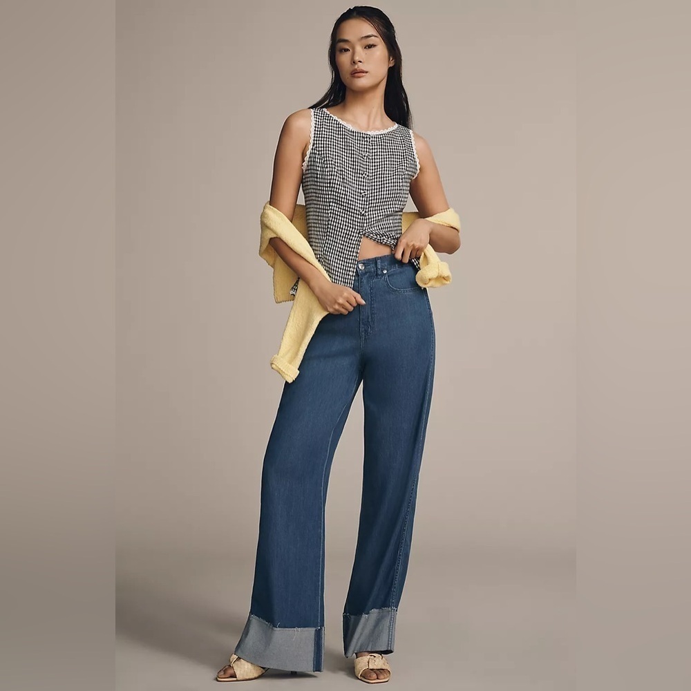 NWT! Sam Edelman High Rise Cuffed Wide Leg Jeans 0️⃣
